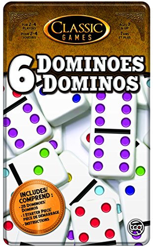 TCG Toys Classic Games - Double 6 Dominoes Tin - Be The First to Win! Great for Boys and Girls Over Age 7