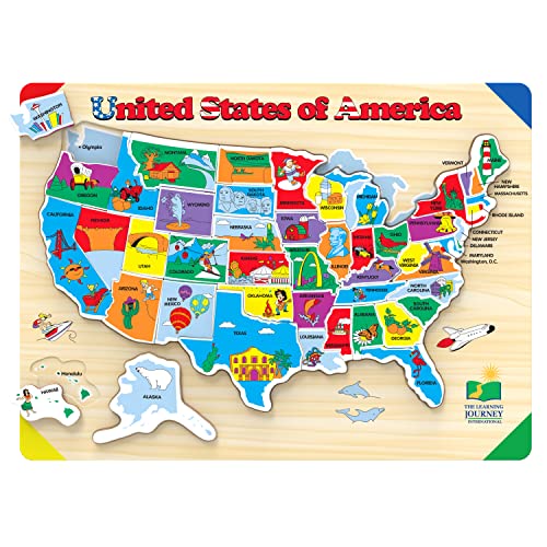 The Learning Journey Lift and Learn Puzzle - USA Map Puzzle for Kids - Preschool Toys and Gifts for Boys and Girls Ages 3 and Up - United States Puzzle for Kids - Award Winning Toys