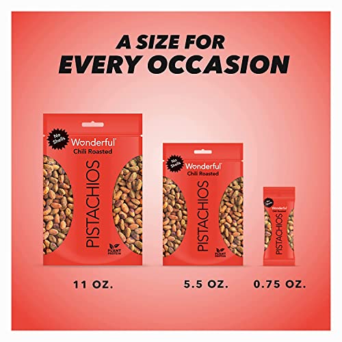 Wonderful Pistachios, No Shells, Chili Roasted Nuts, 11oz Resealable Bag