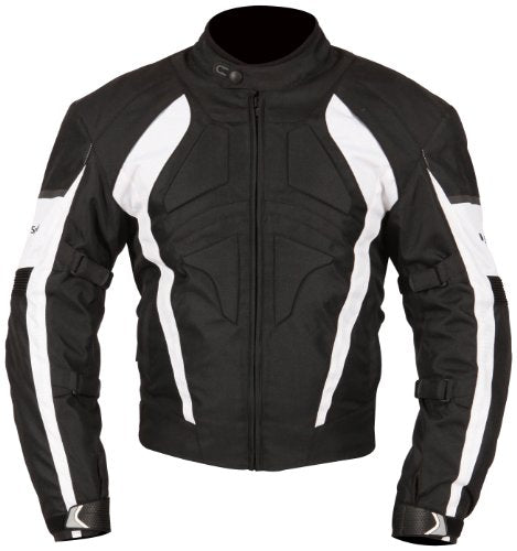 Milano Sport Gamma Motorcycle Jacket with White Accent (Black, Large)