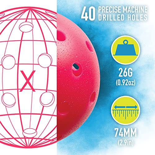Franklin Sports X-40 Pickleballs - Outdoor Pickleballs - 3 Pack - USA PICKLEBALL APPROVED - Pink - Official Ball of US Open Pickleball Championships