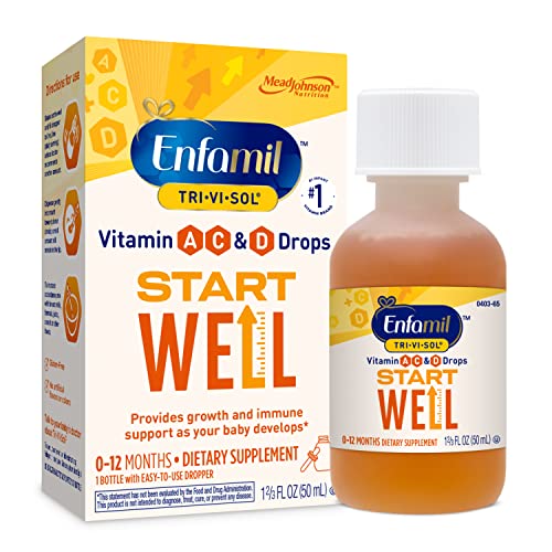 Enfamil Prenatals and Baby Vitamins Tri-Vi-Sol Vitamin A, C and D Multi-Vitamin Drops for Infants, Supports Growth and Immune Health, 50 mL Dropper Bottle,1.69 Fl Oz (Pack of 1),MJ-030