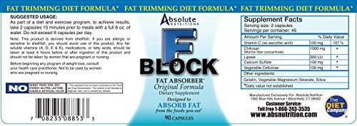 Absolute Nutrition FBlock Xtra Fat Absorber, Diet Formula, 90 Capsules