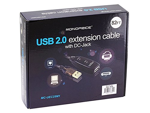 Monoprice 82ft 25M USB 2.0 A Male to A Female Active Extension / Repeater Cable (Kinect and PS3 Move Compatible Extension)