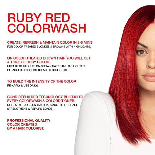 Celeb Luxury Gem Lites Colorwash, Professional Semi-Permanent Hair Color Depositing Shampoo, Ruby