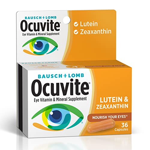 Ocuvite Eye Vitamin and Mineral Supplement with Lutein, Contains Zinc, Vitamins C, E, and Zeaxanthin, 36 Capsules (Pack of 2)