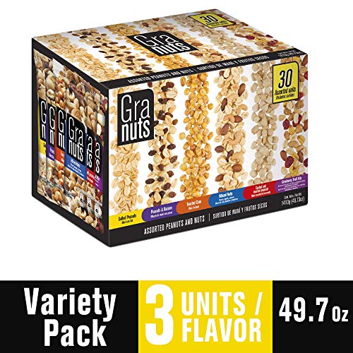Granuts Assorted Peanuts and Nuts | Includes 6 Different Flavor Options | 30 Inner Packs | 49.73 Oz (Pack of 30)