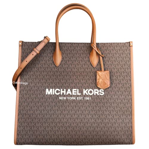 Michael Kors Mirella Large Signature MK Tote Bag (Brown MK)