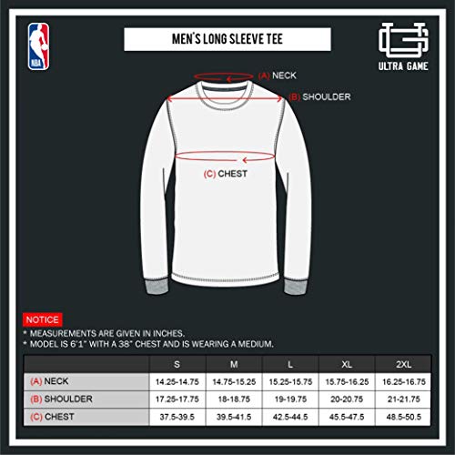 Ultra Game NBA Men's Active Long Sleeve Pullover T-Shirt, Heather Charcoal, Large