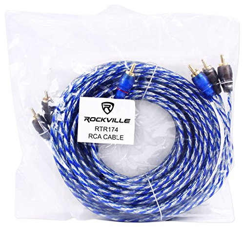 Rockville RTR174 17 Foot 4 Channel Twisted Pair RCA Cable Split Pin, 100% Copper