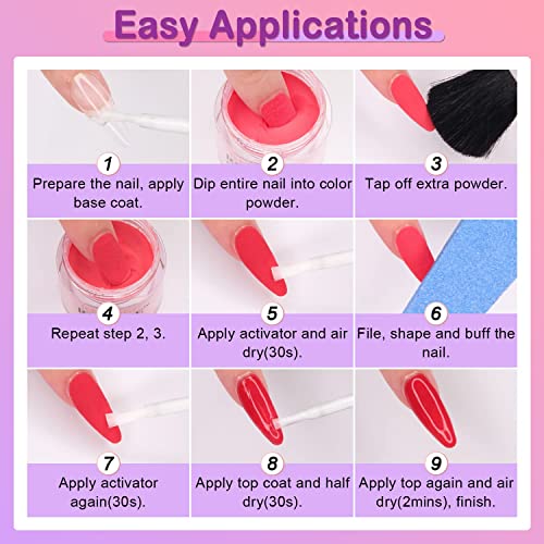 REDNEE 21pcs Dip Powder Kit, 12 Sunset Colors Nail Dipping Kits with Step1-4 Dip Liquids Base and Top Coat Activator, Nail File and Buffer, Cuticle Pusher and Trimmer All-in-One Gift Set for Women RE32