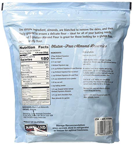 Kirkland Signature Almond Flour Blanched California Superfine, 3 Pounds (1.36 kg) Each Bag