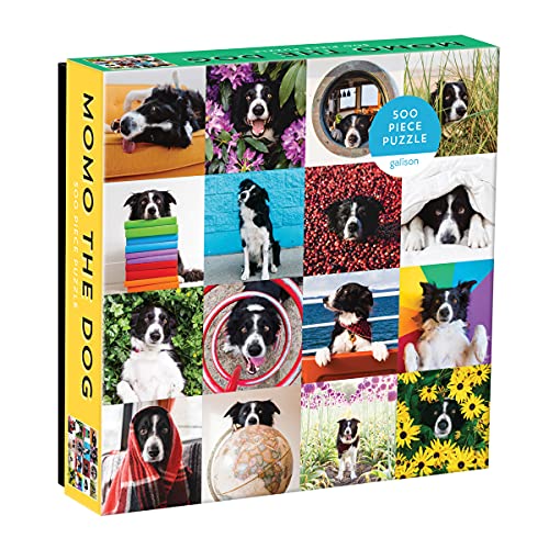Galison Momo The Dog Puzzle, 500 Pieces, 20” x 20'' – Colorful Puzzle Featuring 16 Adorable Dog Images - Thick, Sturdy Pieces - Perfect for Family Fun, Multicolor