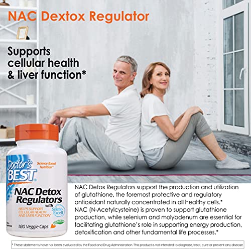 Doctor's Best Nac Detox Regulators with seleno excell, Non-GMO, Vegetarian, GlutenandSoy Free, 180 Veggie Caps, 180Count