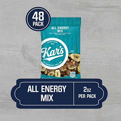 Kar’s Nuts All Energy Unsalted Trail Mix, 2 oz Individual Packs – Bulk Pack of 48, Gluten-Free Snacks