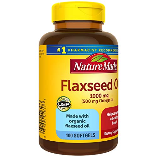 Nature Made Flaxseed Oil 1000 mg, Dietary Supplement for Heart Health Support, 100 Softgels