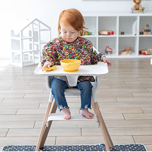 Bumkins Bibs, Nintendo Super Mario Baby and Toddler Bibs, Bibs for Girls and Boys 6-24 Months, Long Sleeve Bib, Baby Bibs for Eating, Waterproof Fabric Sleeved Smock