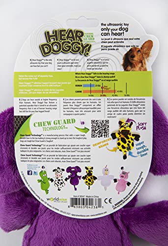 Hear Doggy Flatties with Chew Guard Technology Dog Toy, Elephant, Purple, Large (58547)
