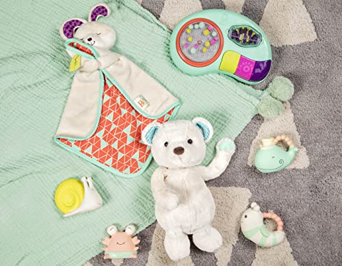 B. toys by Battat – B. Snugglies - Fluffy Bunz The Bunny Security Blanket – Adorable Baby Blankie with Soft Fabric, 12.5' x 8.25' x 2.5' , Beige