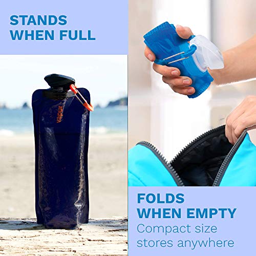 Vapur Eclipse Flexible Water Bottle - with Carabiner, .70 Liter (23 oz) - Night Blue