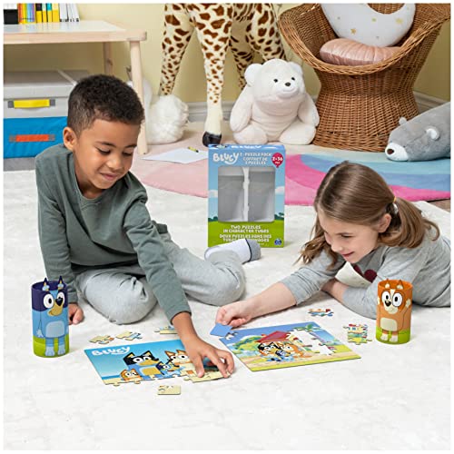 Bluey, 36 Piece Jigsaw Puzzle Two Pack Toy Gift Set with Easy to Store Tube Packaging, for Kids Aged 3 and up