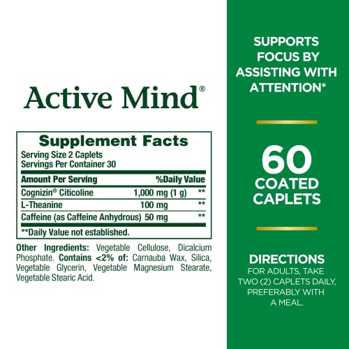 Nature's Bounty Active Mind, 60 Coated Caplets