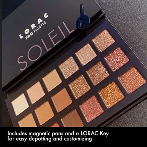 LORAC PRO Matte and Shimmer Eyeshadow Palette, Soleil | Glitter | Mirror Compact | Cruelty Free, Gluten Free, Vegan