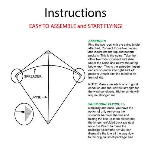 In the Breeze Shark 30 Inch Diamond Kite - Single Line - Includes Kite Line and Bag - Fun Printed Design