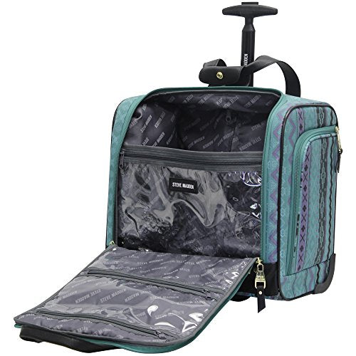 Steve Madden Designer 15 Inch Carry on Suitcase- Small Weekender Overnight Business Travel Luggage- Lightweight 2- Rolling Spinner Wheels Under Seat Bag for Women (Legends Teal)