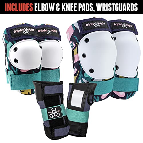 Triple Eight Saver Series Pad Set with Kneesavers, Elbowsavers and Wristsavers, Large, Floral