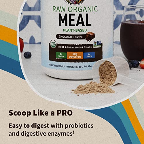 Tasty Organic Chocolate Meal Replacement Shake Vegan - Garden of Life - 20g Complete Plant Based Protein, Greens, Digestive Enzymes, Pro and Prebiotics for Easy Digestion – Non-GMO, Gluten-Free, 1.2 LB
