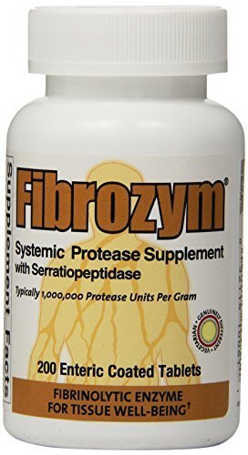 Naturally Vitamins Fibrozym Systemic Protease Supplement with Serratiopeptidase, 200 Tablets, N10051