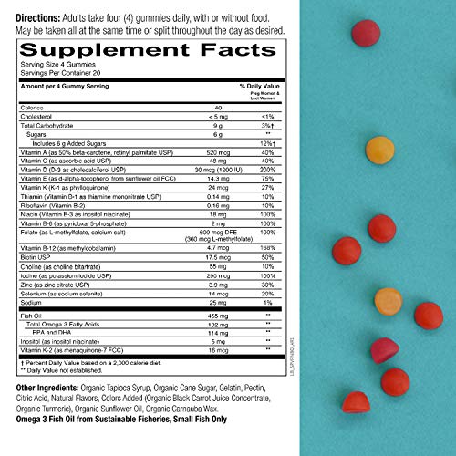 SmartyPants Prenatal Vitamins for Women with DHA and Folate - Daily Gummy Multivitamin: Vitamin C, B12, D3, Zinc for Immunity and Omega 3 Fish Oil, 80 Count (20 Day Supply)