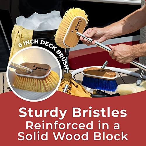 Shurhold 955 6 Inch Medium Bristle Brush, Deck Brush with Yellow Polystyrene Bristles