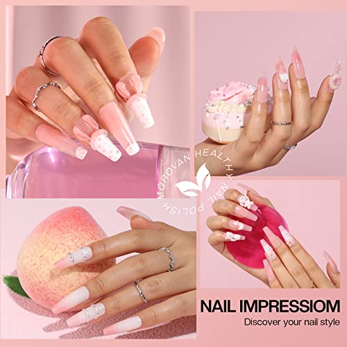 Morovan Solid Builder Gel for Nails - 4 Colors Builder Gel Nail Kit with UV Light Non-Sticky Hand Nail Carving Gel Nail Extension Gel for Nail Strenthen DIY Home Extension Caving
