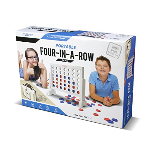 GoSports 1 Foot Width Premium Solid Wood 4 in a Row Game with Carrying Case