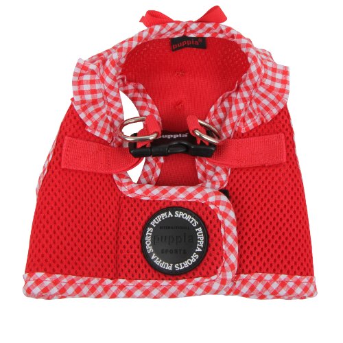 Puppia Vivien Vest Dog Harness Step-in All Season Mesh Cute No Pull No Choke Walking Training for Small Dog, Red, Medium