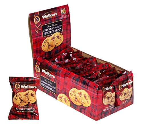 Walker's Shortbread Chocolate Chip Cookies, Pure Butter Shortbread Cookies, 1.4 Oz Snack Packs (Pack of 20)