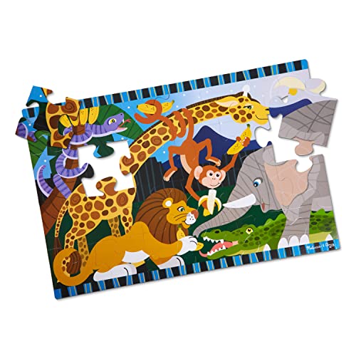 Melissa and Doug Safari Social Jumbo Jigsaw Floor Puzzle (24 pcs, 2 x 3 feet) - Kids Animal Puzzles, Large Floor Puzzles For Preschoolers And Kids Ages 3+