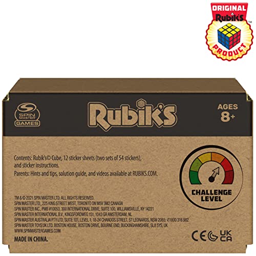 Rubik’s Cube, Original 3x3 Puzzle Brain Teaser Fidget Toy with Removable Interchangeable Mod Stickers to Customize, for Adults and Kids Ages 8 and up