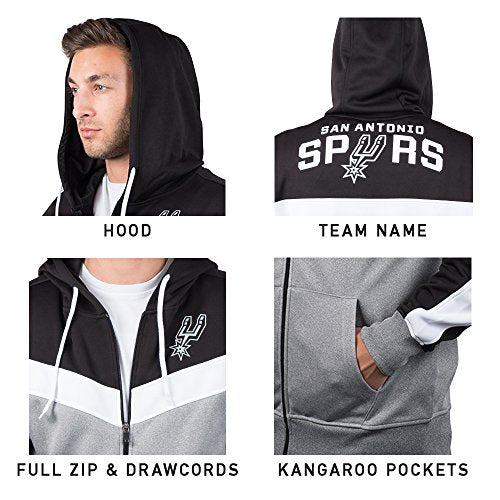 Ultra Game NBA San Antonio Spurs Mens Soft Fleece Full Zip Jacket Hoodie, Team Color, XX-Large