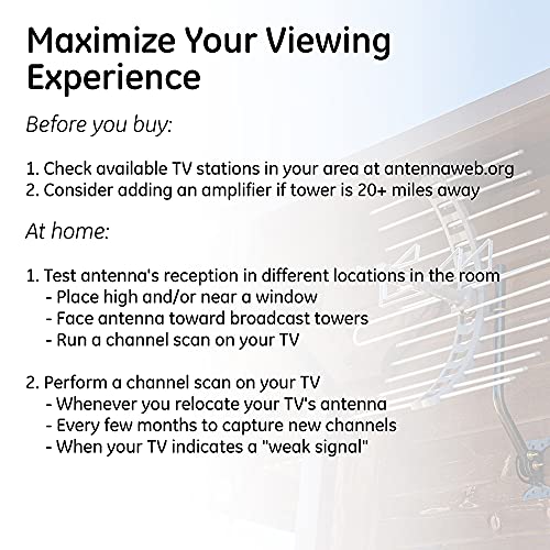 GE Attic Mount HD Digital TV Antenna, Longe Range Smart TV Antenna, Out of Sight Compact Design, Supports 4K 1080P HD Smart TV VHF UHF, Mount Included for Attic or Outdoor, Weather Resistant, 33692