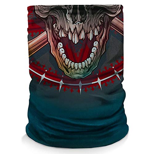 Neck Gaiter Face Mask Scarf - Proudly Made in The USA. Sun and Dust Protection, Sport, Bandanas for Fishing, Hiking, Cycling, Motorcycling, Running - Red Crossbones