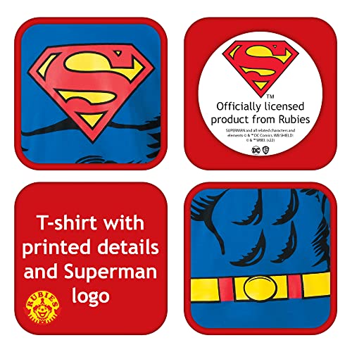 Rubie's mens Dc Comics Men's Superman T-shirt With Cape Costume Top, Blue, Large US