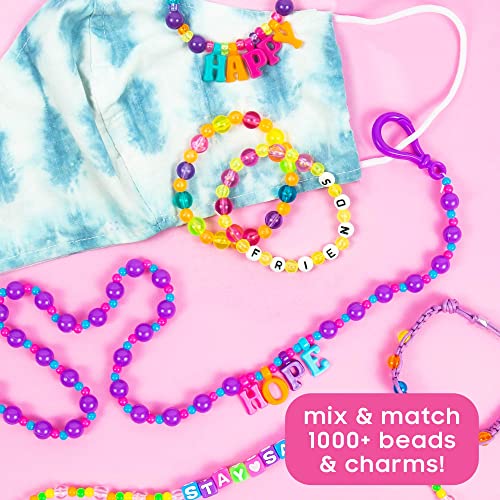 Just My Style ABC Beads by Horizon Group Usa, 1000+ Charms and Beads, Alphabet Charms, Accent Beads, Seed Beads, Star Beads, Wax Beading Cord, Satin Cord and Key Ring Included, Bright