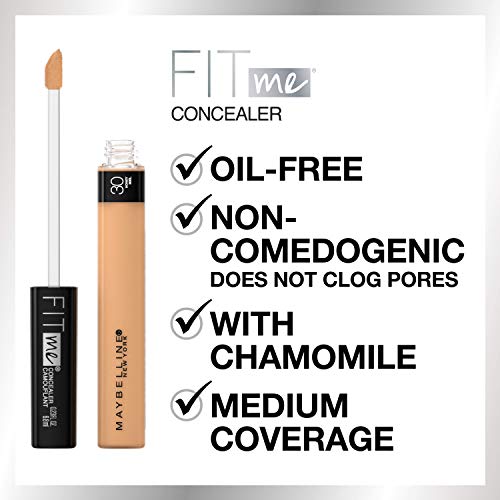 Maybelline Fit Me Liquid Concealer Makeup, Natural Coverage, Lightweight, Conceals, Covers Oil-Free, Ivory, 1 Count