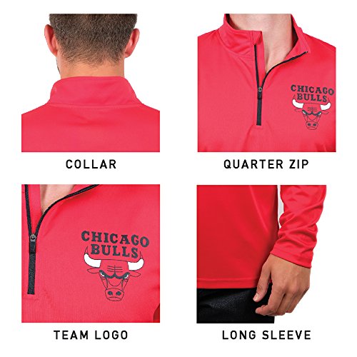 Ultra Game mens Pullover Tee NBA Men s Quarter Zip Poly Knit Long Sleeve Shirt, Team Color, Medium US