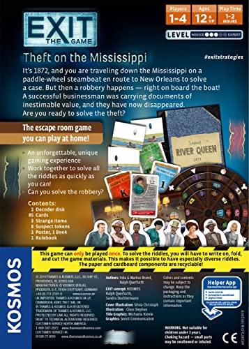 EXIT: Theft on The Mississippi | Escape Room Game in a Box| EXIT: The Game – A Kosmos Game | Family – Friendly, Card-Based at-Home Escape Room Experience for 1 to 4 Players, Ages 12+