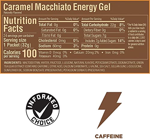 GU Energy Original Sports Nutrition Energy Gel, 24-Count, Caramel Macchiato