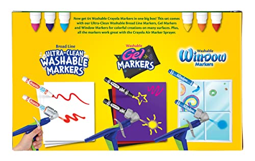 Crayola Washable Marker Set, School Supplies, Gel Markers, Window Markers, Broad Line Markers, 64ct